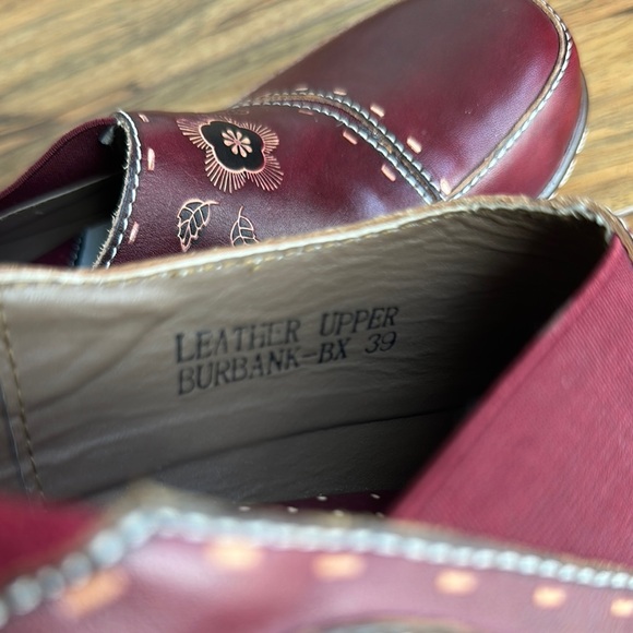 L'ATISTE Burbank Bordeux Maroon Red Leather Clogs size 8.5/39 - Picture 4 of 11